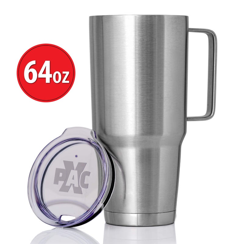Maxam XPAC 64 Ounce Double Vacuum Wall Stainless Steel Vacuum Insulated Tumbler with Lid and Handle, Fits in a 4 Inch Wide Car Beverage Holder - Image 2